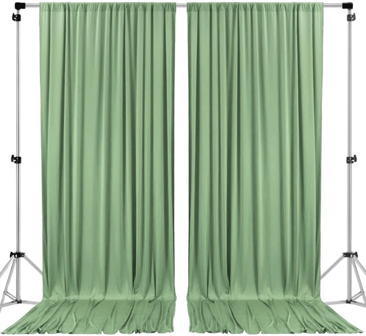 AK TRADING CO. 10 feet Wide x 12 feet Long IFR Polyester Backdrop Drapes Curtains Panels with Rod Pockets - Wedding Ceremony Party Home Window Decorations - SAGE Green