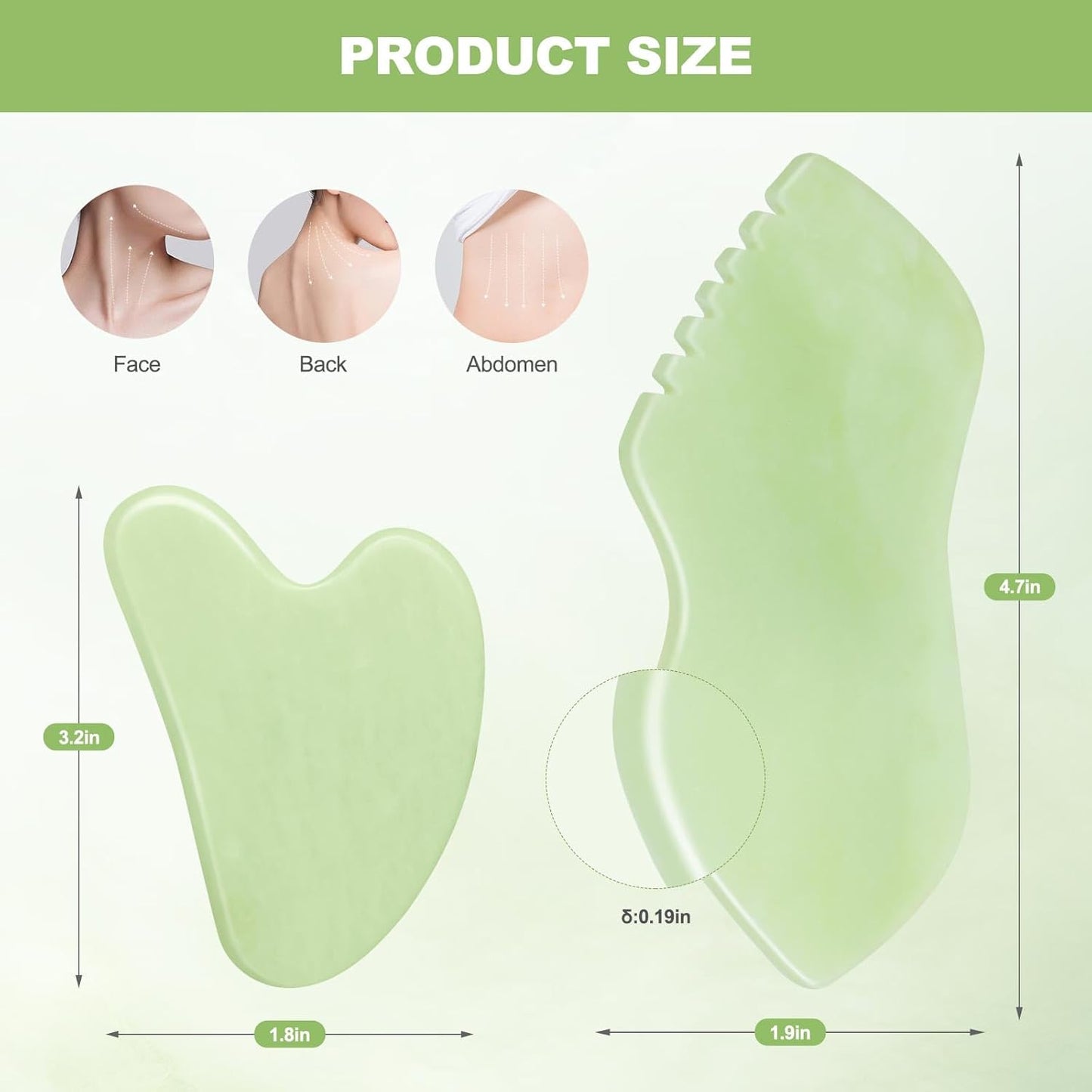 airogym 2PCS Jade Stone Gua Sha Set Face Massager Jade Facial Tools Body Lymphatic Drainage Massager, Guasha Face Sculpting Tool Skin Care Set Gifts for Women Gua Sha Sculpting for Tighten Skin