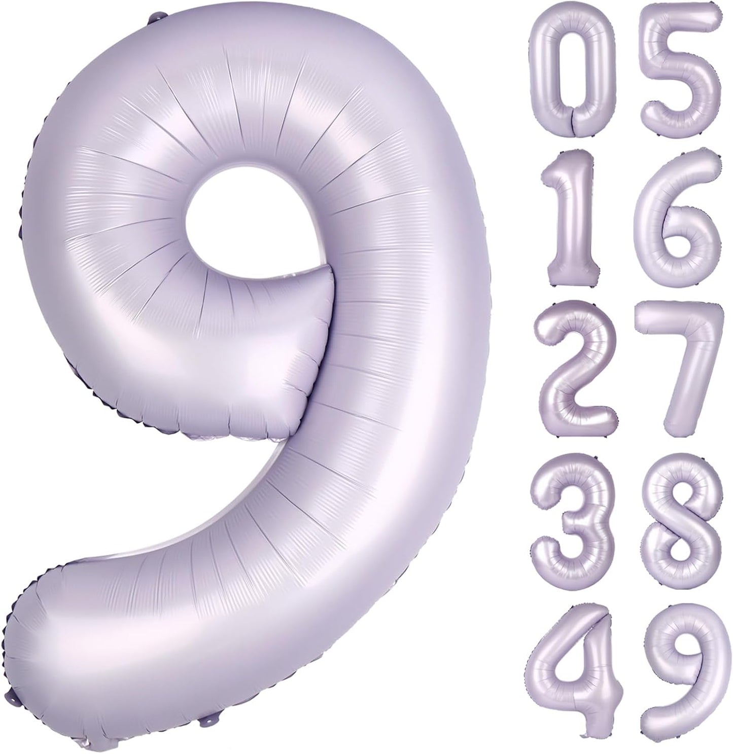 40 Inch Big Lavender 9 Balloon Number, Jumbo Giant Happy 9th 19 29 39 49 99 Birthday Party Decorations, Lilac Large Nine Mylar Foil Anniversary Birthday Party Engagement Decorations