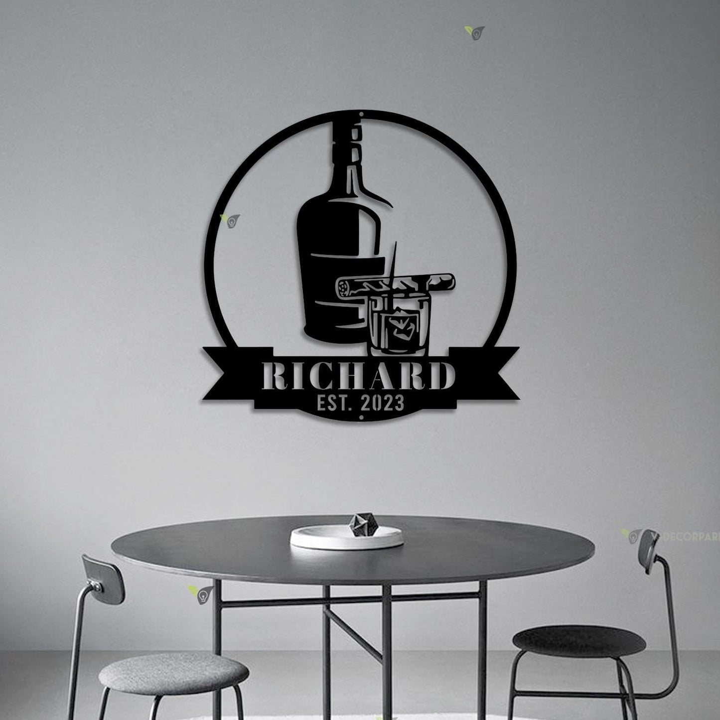 Custom Bourbon Cigar Metal Wall Art LED Light Personalized Whiskey Smoke Sign Home Bar Pub Decor Whiskey Bar Cocktail Decor Birthday Gift