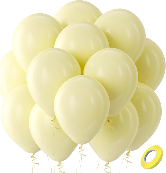 Bezente Pastel Yellow Latex Party Balloons - 100 Pack 12 inch Round Helium Light Yellow Balloons for Birthday Bridal Shower Wedding Sunflower Party Decorations