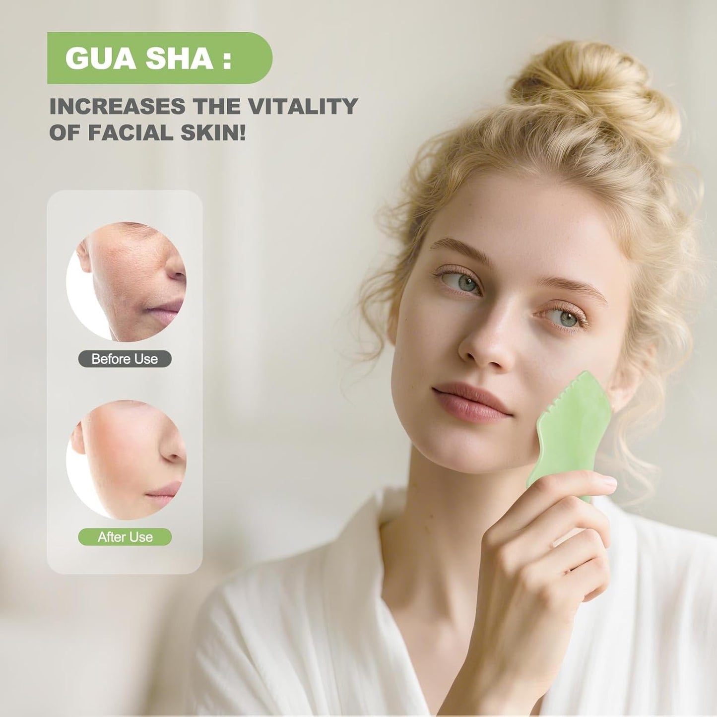 airogym 2PCS Jade Stone Gua Sha Set Face Massager Jade Facial Tools Body Lymphatic Drainage Massager, Guasha Face Sculpting Tool Skin Care Set Gifts for Women Gua Sha Sculpting for Tighten Skin