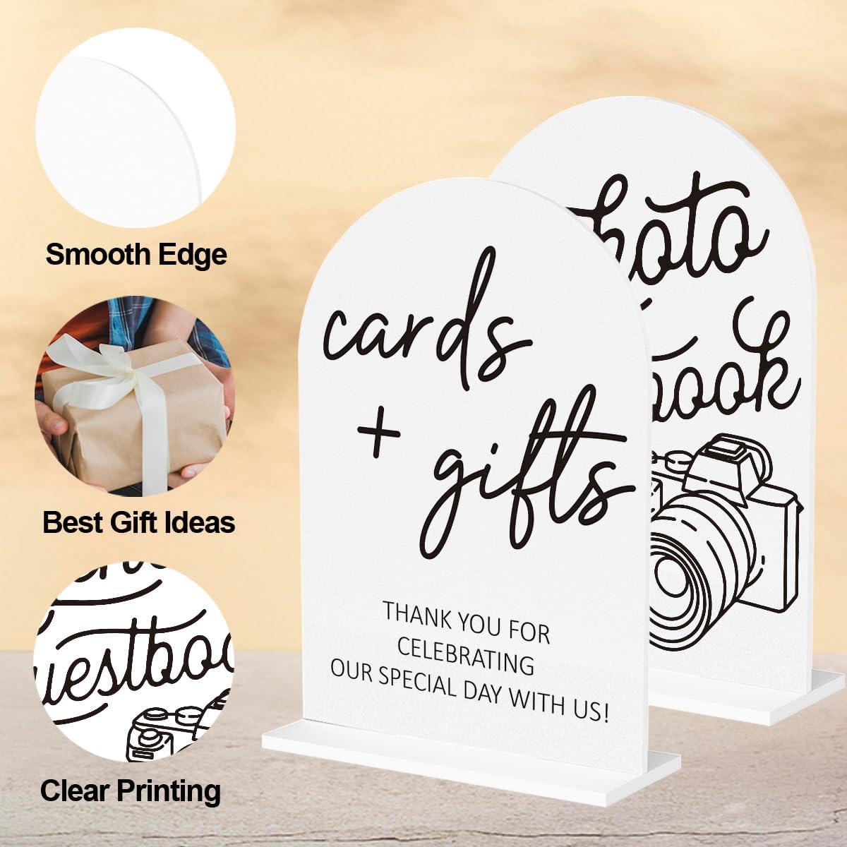 2Pcs Photo Guest Book Sign Cards and Gifts Sign for Wedding Engagement Party Bridal Shower Baby Shower Table Desk Acrylic Decor