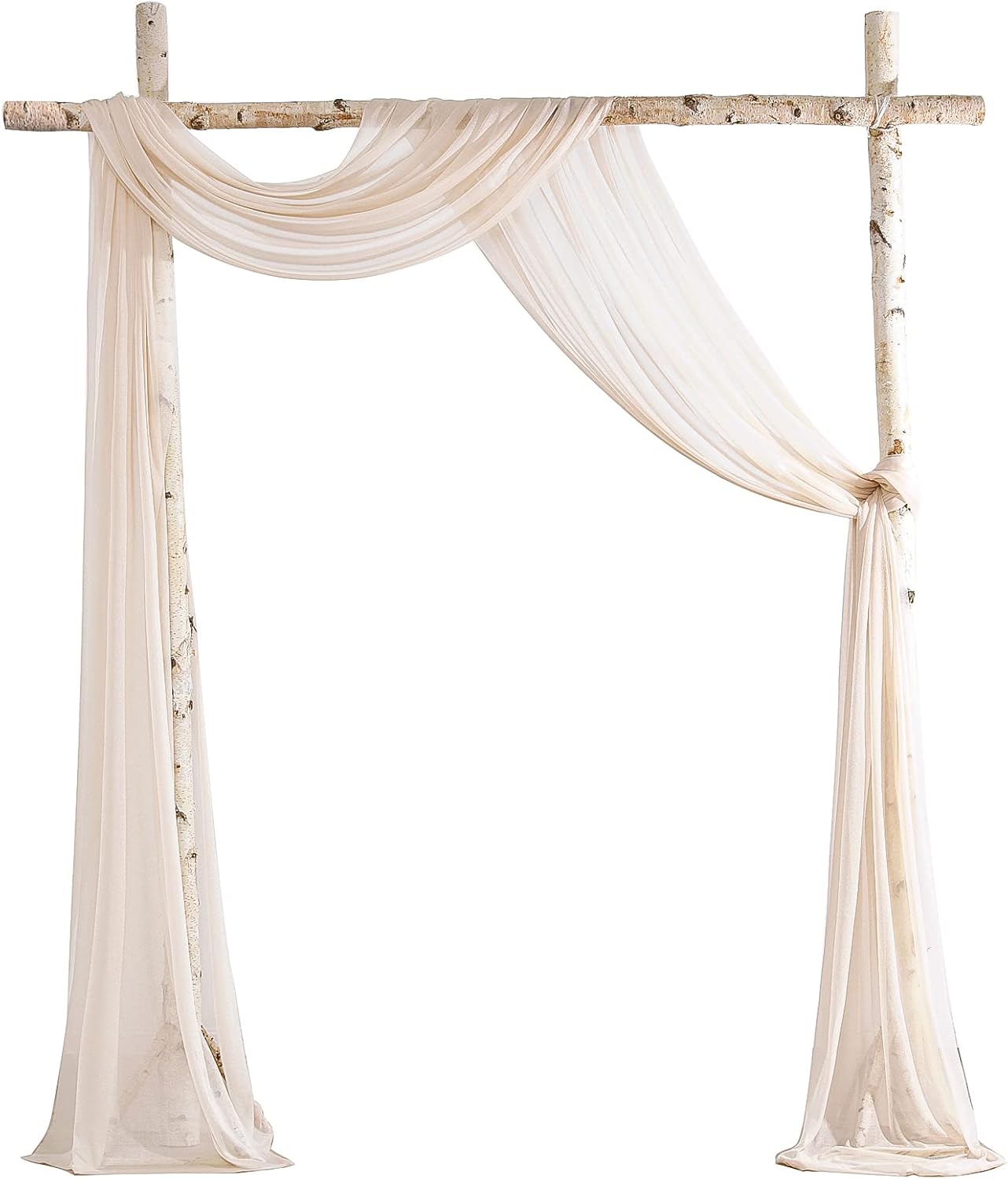 Floroom Wedding Arch Draping Fabric 2 Panels 20Ft Nude Chiffon Fabric Drapes Arbor Drapery Wedding Ceremony Reception Swag Decorations