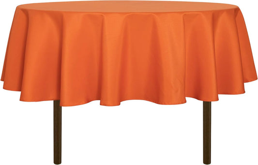 sancua Round Tablecloth - 60 Inch - Water Resistant Spill Proof Washable Polyester Table Cloth Decorative Fabric Table Cover for Dining Tables, Buffet Parties and Camping, Orange