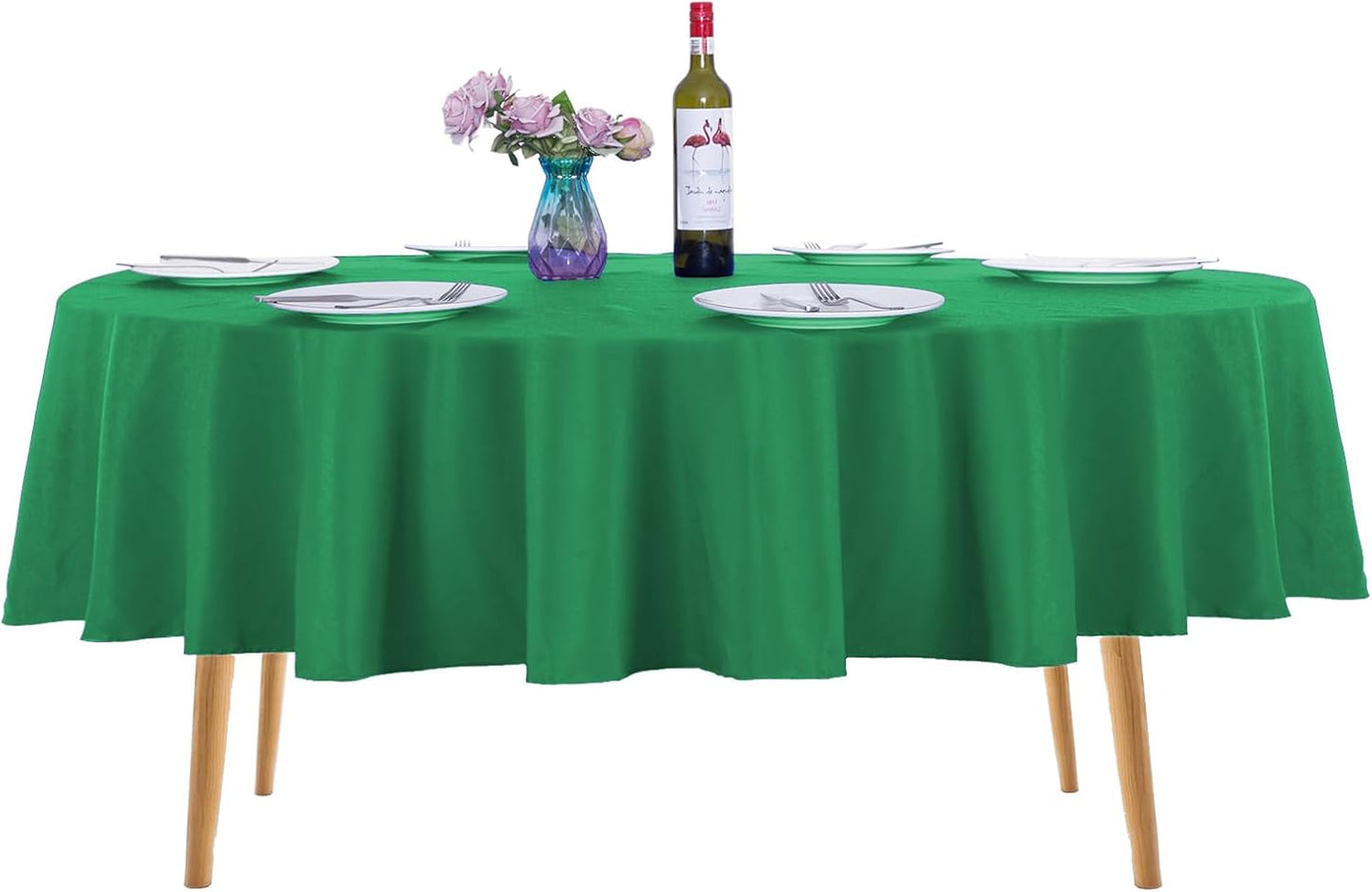 Ascoza 2pack 90 Inch Emerald Round Tablecloth in Washable Polyester Fabric for Wedding/Banquet/Restaurant/Parties