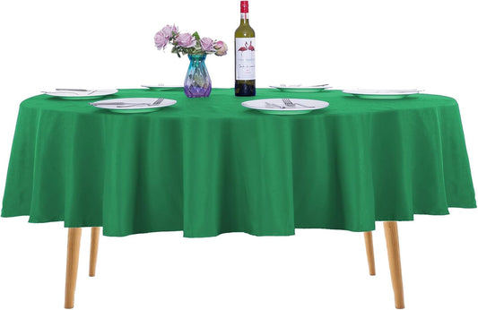 Ascoza 2pack 90 Inch Emerald Round Tablecloth in Washable Polyester Fabric for Wedding/Banquet/Restaurant/Parties