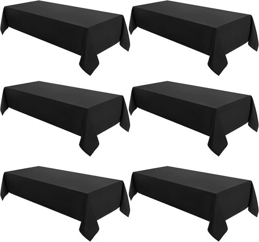 VidaFete Tablecloth 60 * 102inch 6 Pack Rectangle Table Cloth Polyester, Stain Wrinkle Resistant Polyester Dining Table Cover for Kitchen Dinning Party Wedding Rectangular Tabletop Decoration(Black)