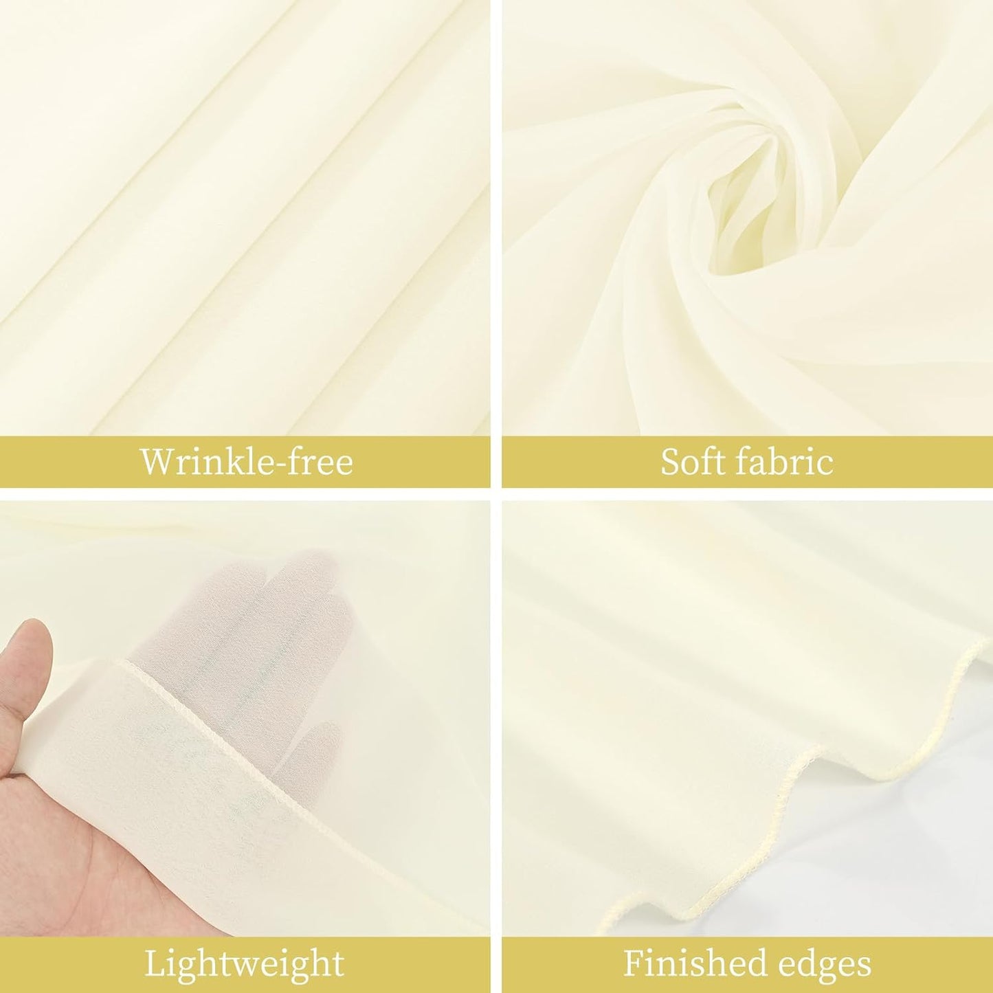 fani 6 Panels Ivory Wedding Ceiling Drapes 5ftx30ft Ceiling Drapes Chiffon Fabric Arch Draping Sheer Curtains Soft Drapery Draping Wedding Ceiling Decorations for Party Ceremony Stage Swag