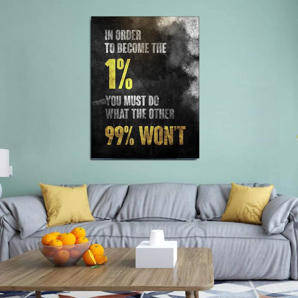 1% Entrepreneur Motivational Canvas Wall Art -Inspirational Office Wall Art Poster Quotes - Canvas Artwork Picture Print Framed for Home Office Bathroom Bedroom Wall Decor-16"x20"