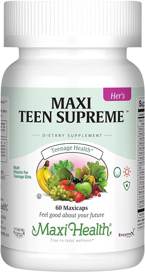 Teen Vitamins for Girls 12-17 - Teen Multivitamin Supreme with D3, Iron, Calcium, Biotin, Digestive Enzymes – Teenager Girl Multi Vitamins for Energy, Immune & Mood Support – 60 Count