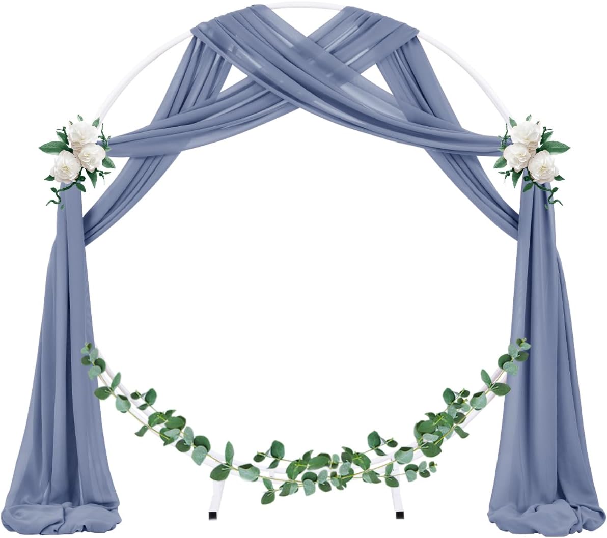 Socomi Wedding Arch Draping Fabric 2 Panels 29" x 19Ft Dusty Blue Sheer Chiffon Curtain Drapes 6 Yards for Wedding Ceremony Birthday Party Decoration