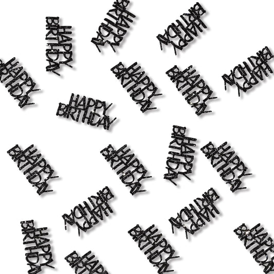 Black Happy Birthday Confetti Birthday Party Decorations Glitter Table Scatters for Adult Birthday Anniversary DIY Crafts Party Supplies 100PC