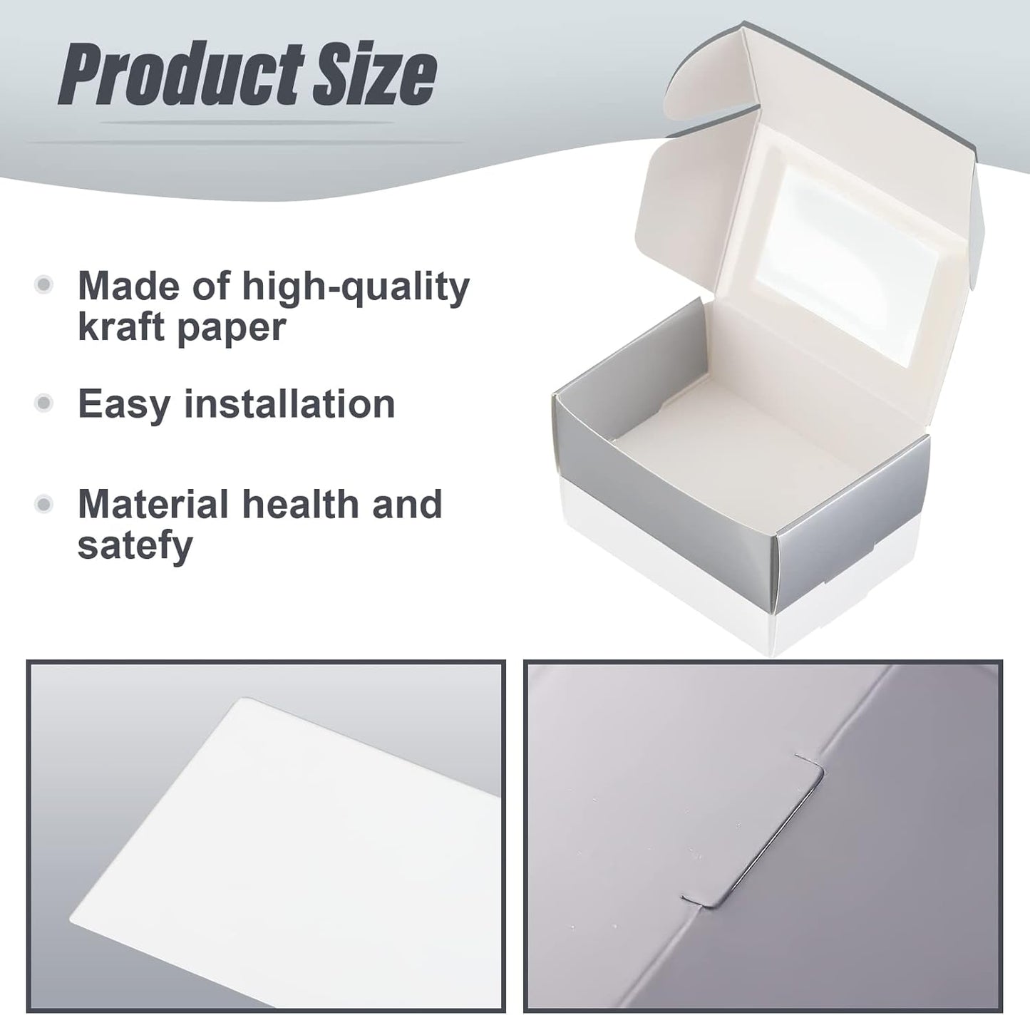 Zonon 30 Pcs Soap Boxes for Homemade Packaging, Mini Kraft Treat Boxes with Window for Bakery Candy Soap Making Gift Packaging(3.5 x 2.4 x 1.2 Inch,Silver)