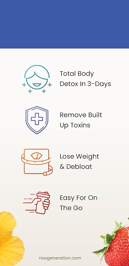 Raw Generation Instant Smoothie Detox Gut Cleanse | Shaker Bottle Included | Healthy Weight Management | 100% Raw Natural Juice | On-The-Go | 3-Day Juice Cleanse | 18 Superfood Drink Powder Packets