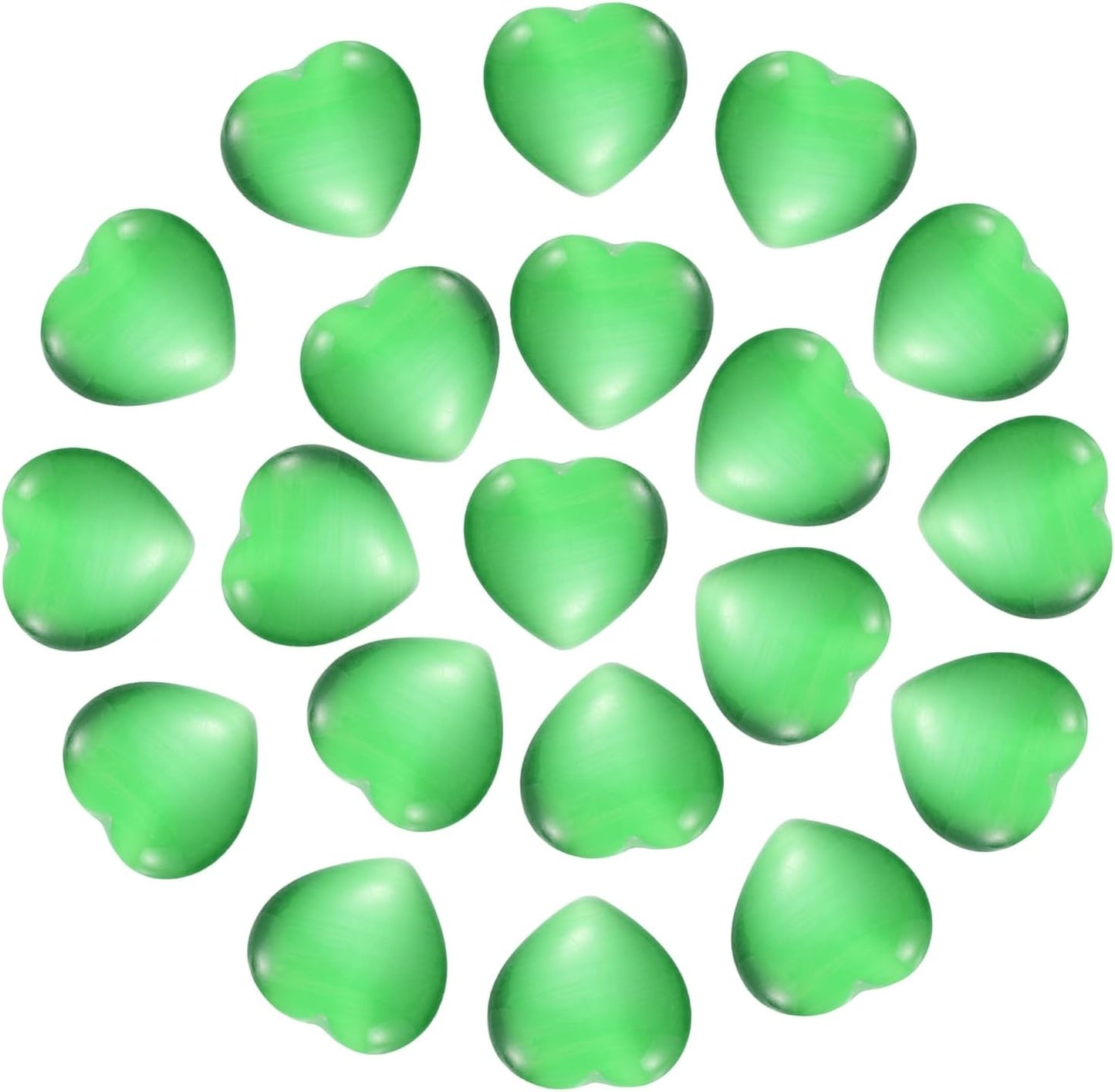 PATIKIL 20 Pcs Natural Heart Shaped Crystal Stone, 0.6 Inch Mini Polished Love Gemstone Crystal, Pocket Rock Engraved Worry Stones for Women Gifts Meditation, Bright Green