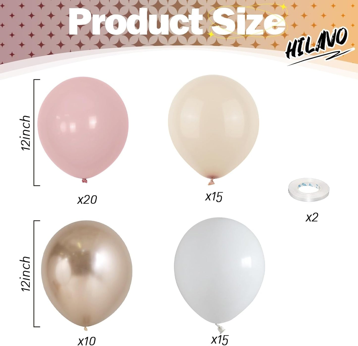 Nude Dusty Pink Balloons Set, 60Pcs 12 Inch Retro Blush Pink Apricot Helium Balloon with Beige White Champagne Gold Latex Neutral Balloons for Birthday Wedding Baby Bridal Shower Party Decorations
