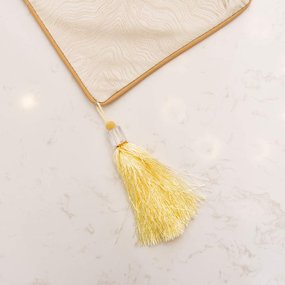 Avigers 12 x 90 Inch Decorative Luxury Abstract Striped Beige Table Runners with Tassels for Home Living Room Bedroom Art Decor Wedding