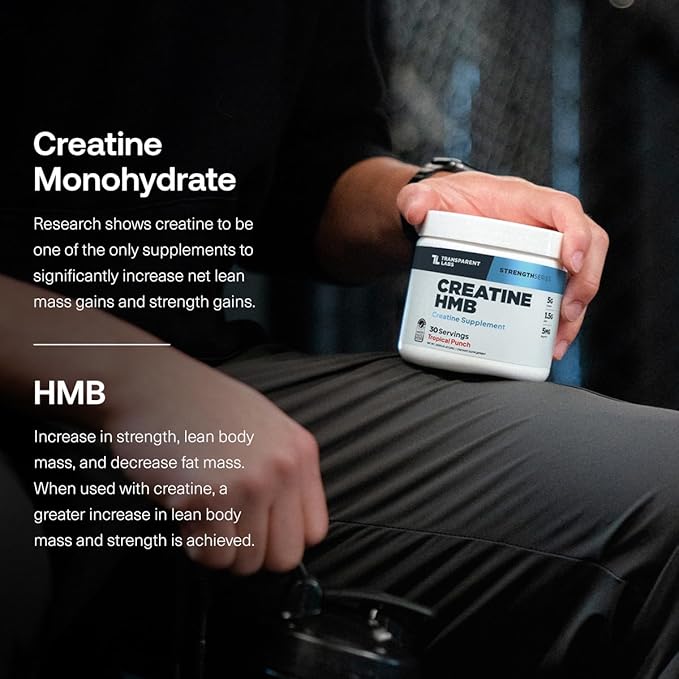 Transparent Labs Creatine HMB - Creatine Monohydrate Powder with HMB for Muscle Growth, Increased Strength, Enhanced Energy Output, and Improved Athletic Performance - 30 Servings, Unflavored