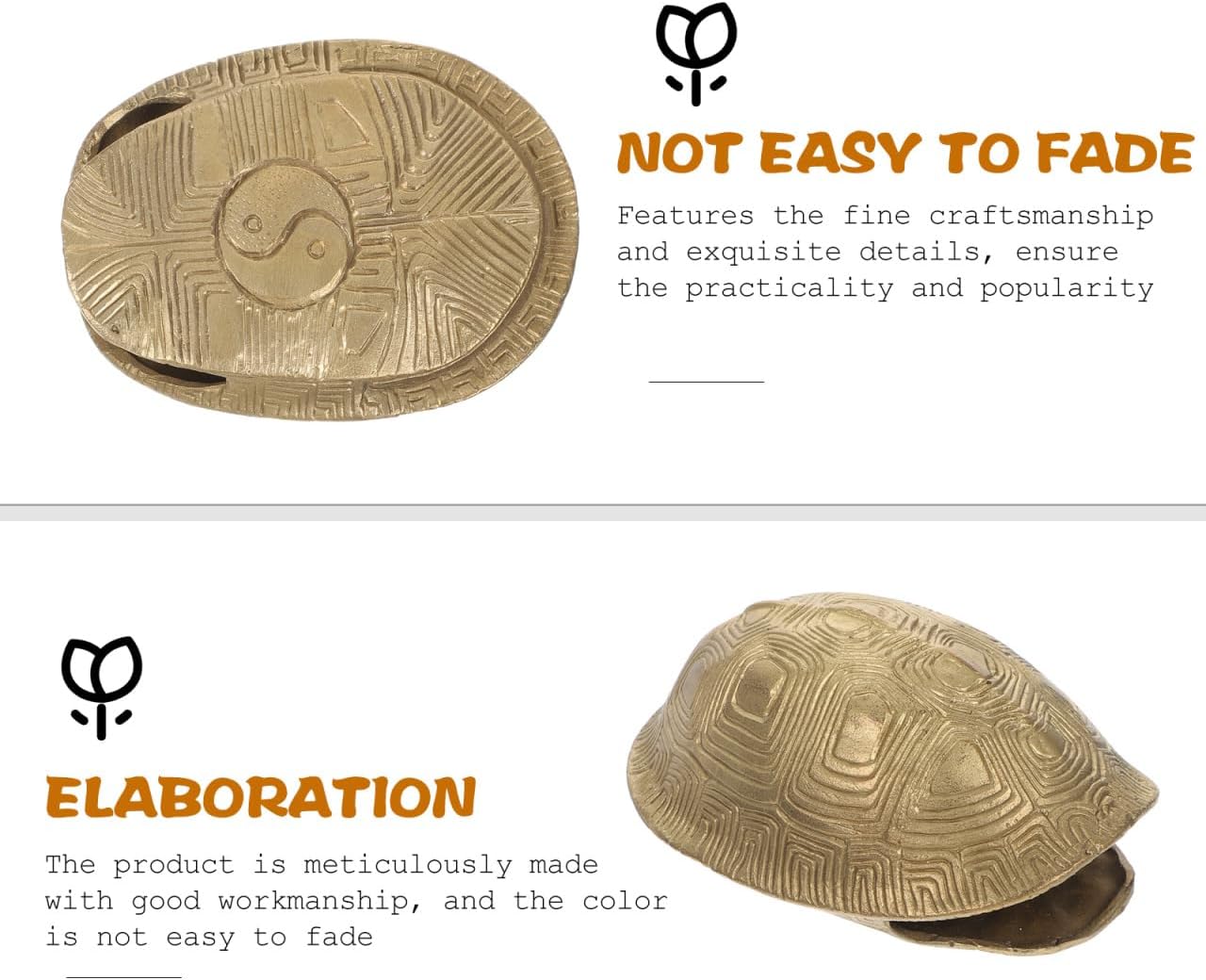 1 Set Chinese Feng Shui Coins Divination Turtle Shell Good Luck Fortune Coin Copper Crafts Turtle Statue I- Ching Coins for Health Wealth Home Ornament Golden