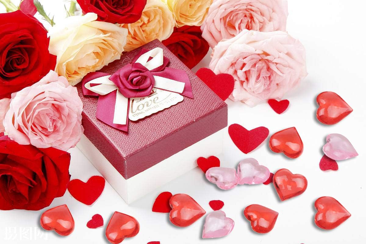 Fangoo 110 Pieces Pink Acrylic Heart Flat Back Heart Gems for Valentine's Day Decorations, Vase Filler, Table Scatter Decoration, Wedding Decorations,Home Decorations(Pink, 8OZ)