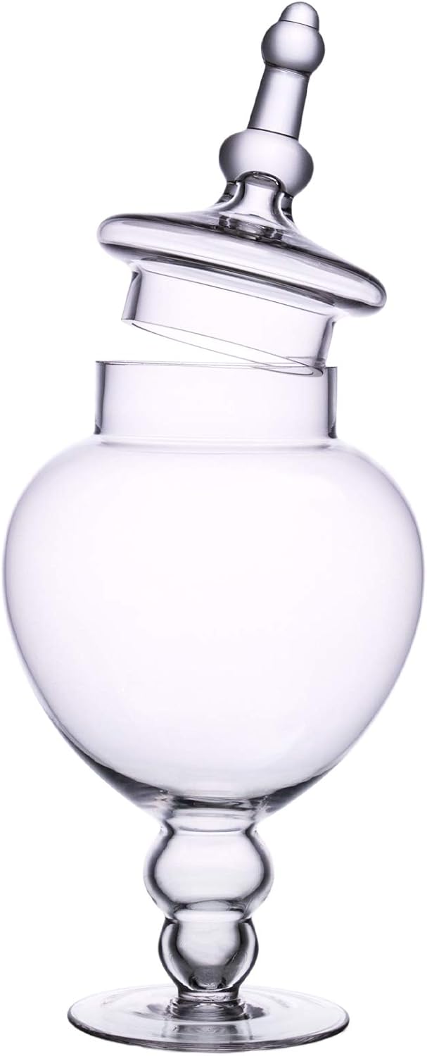 Clear Glass Apothecary Jars, Diamond Star Large Candy Buffet Display, Elegant Storage Jar, Decorative Wedding Candy Organizer Canisters (Height: 15.5" Body: 6.5"; 64 FL.OZ)