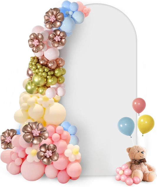 Hemmotop 6.6 ft White Arch Backdrop Cover (No Arch Stand), Spandex Arch Covers Stretchy Backdrop for Party, Wedding, Birthday, Baby Shower, Non-See Through, Reusable for Balloon Arches