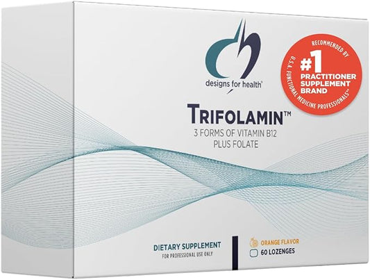Designs for Health Trifolamin B12 + Folate Lozenges - 3000mcg B12 (Three Forms) + MTHF Methylfolate Supplement - Delicious Orange Flavor, Fast-Dissolve Tablets (60 Lozenges)