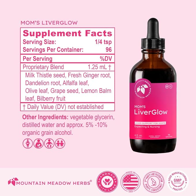 Mountain Meadow Herbs Mom's Liver Glow, Advanced Detoxifier and Regenerator to Support Liver Health and Function - 4 oz - for a Happy Liver
