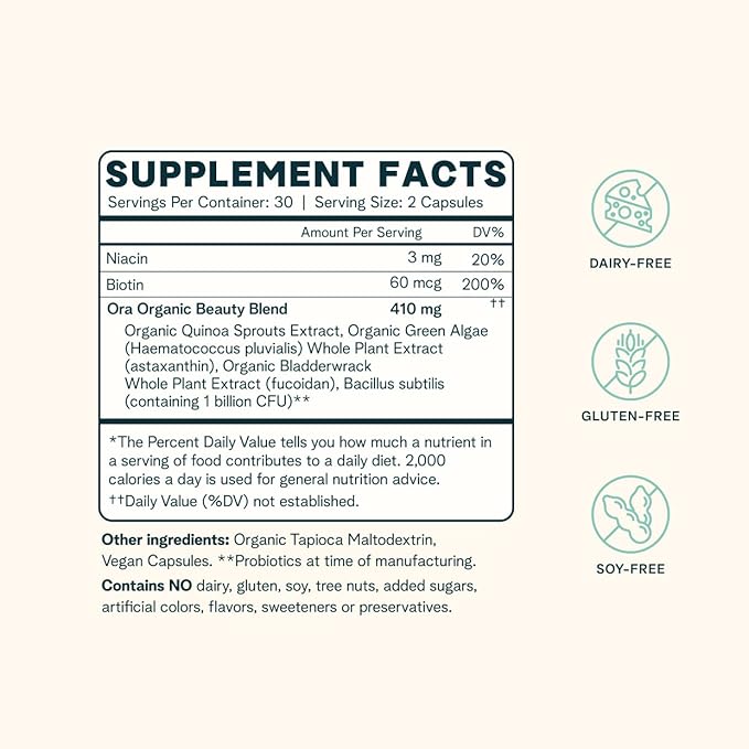 Ora Organic BeYouTiful & Hormone Balance Bundle: Natural Beauty & Wellness Essentials for Women, 60 Vegan Capsules with B Vitamins + 90 Capsules Formulated with Ashwagandha and More.