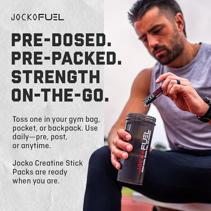 Jocko Fuel Creatine Stick Packs - Creatine Monohydrate Powder Travel Packs for Men & Women, Supplement for Athletic Performance & Muscle Health, 30 Servings 150g (Unflavored)