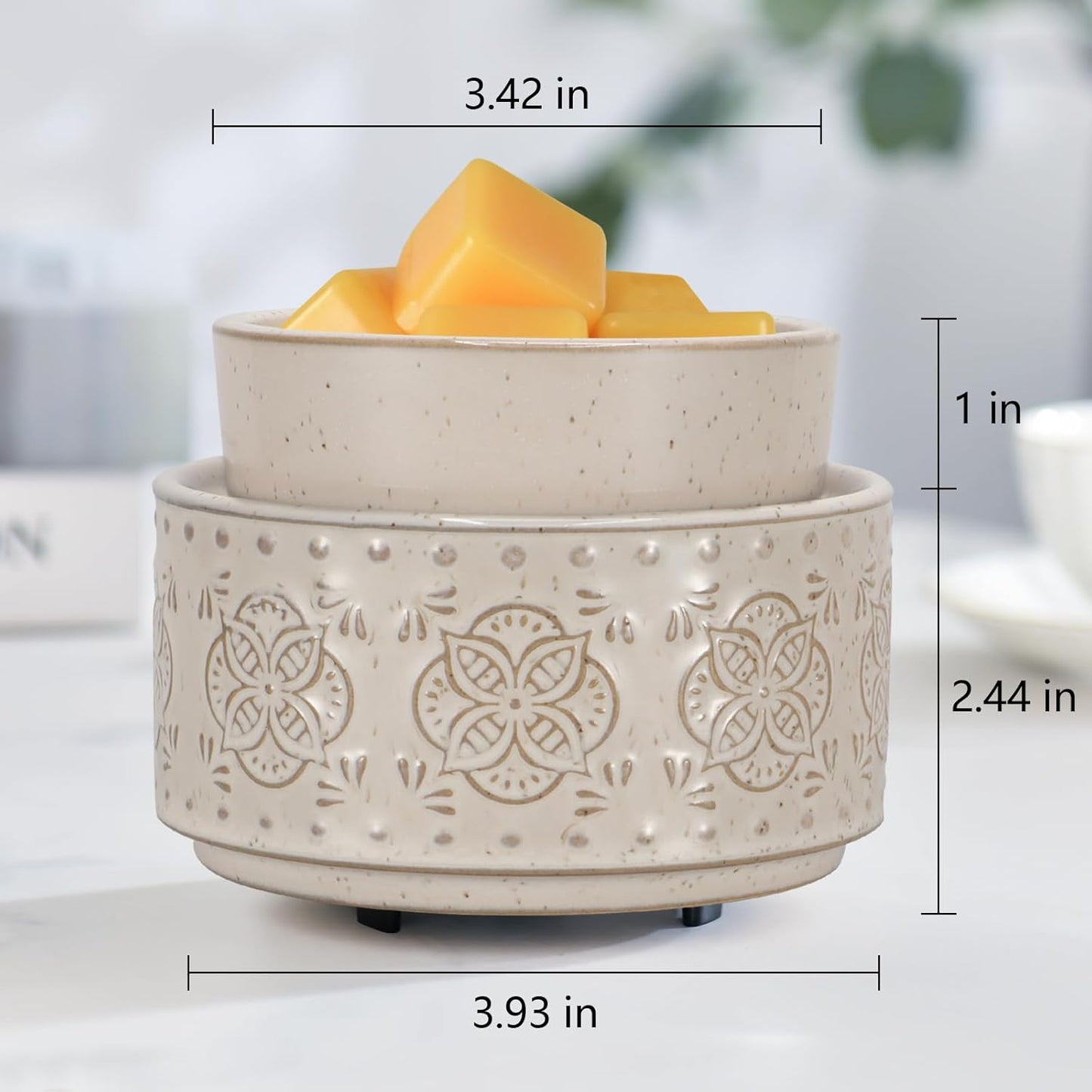 mocosa Ceramic Wax Warmer Wax Melt Warmer for Scented Wax 3-1 Electric Candle Warmer Home Fragrance Wax Burner as Gifts for Mom Grandma Women(Beige-Granular)