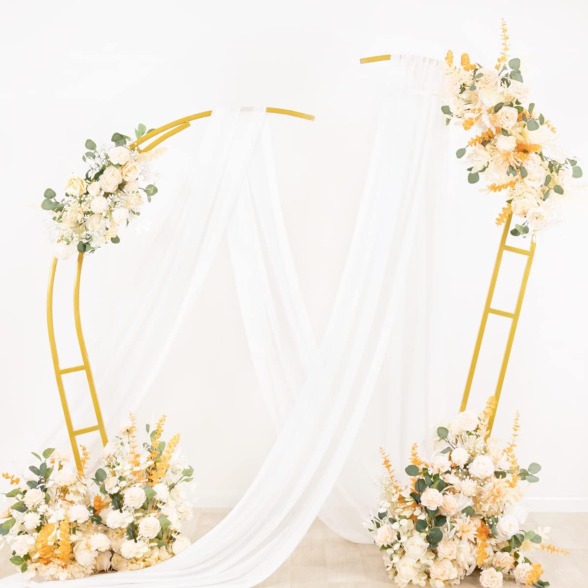 Socomi Wedding Arch Draping Fabric 2 Panels 29" x 19Ft Ivory Sheer Chiffon Curtain Drapes 6 Yards for Wedding Ceremony Birthday Party Decoration