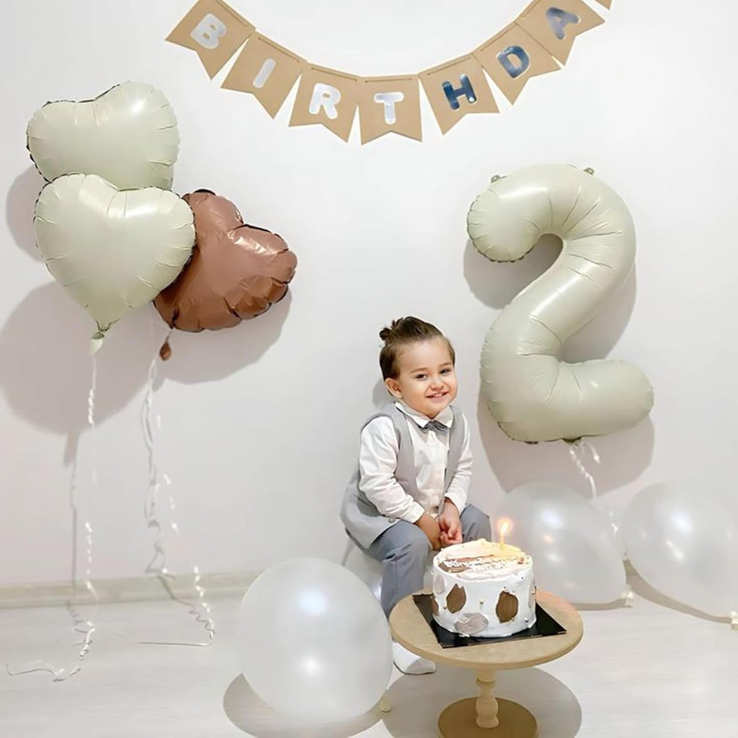 40 Inch Cream White Number Foil Balloons 2 for Kids Birthday Party LargeSelf Inflating Foil Numbe Balloons for 2nd Boys girls Digit 2 Balloon Decors 2 Year Old Anniversary Graduations Decors
