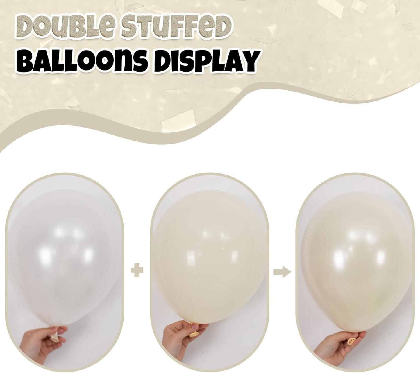 Double Stuffed Pearl Balloons, 60pcs Pearl White Balloons, Two Types Double Stuffed Sand White Balloon For Girls Women Lady Birthday Baby Shower Party Wedding Bridal Shower Engagement Anniversary