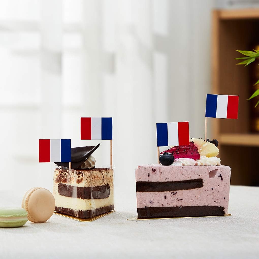 mflagperft France Flag French Flag, Small Mini France Toothpick Flags for Food, Cupcakes, Cocktails, Appetizers, Bar Party Decorations