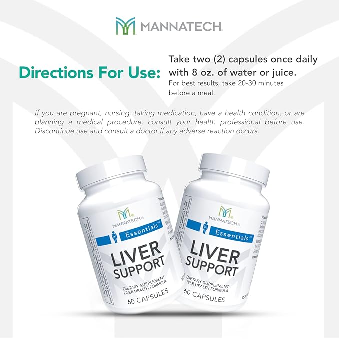 Mannatech Liver Supplement with Inositol, Dandelion Root, Licorice Root, Milk Thistle, Turmeric Extract & Aloe Vera Extract - Liver Cleanse for Healthier Liver Function - Liver Support 60 Capsules