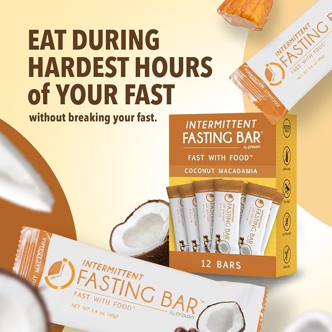 Prolon Fasting Bars | 5g Protein, 7g Fiber | Keto-Friendly, Gluten-Free, Dairy-Free, Plant-Based | Nutrition for Intermittent Fasting | Formulated to Not Break Your Fast | Coconut Macadamia Nut (24 Count)