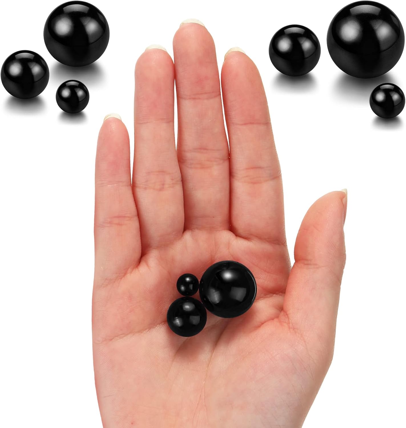 150 Pieces Vase Filler Faux Pearls Vase Makeup Beads No Hole Gloss Bead Mixed Sizes Round Pearl for Home Party Wedding Decor, 8/14/20 mm(Black)