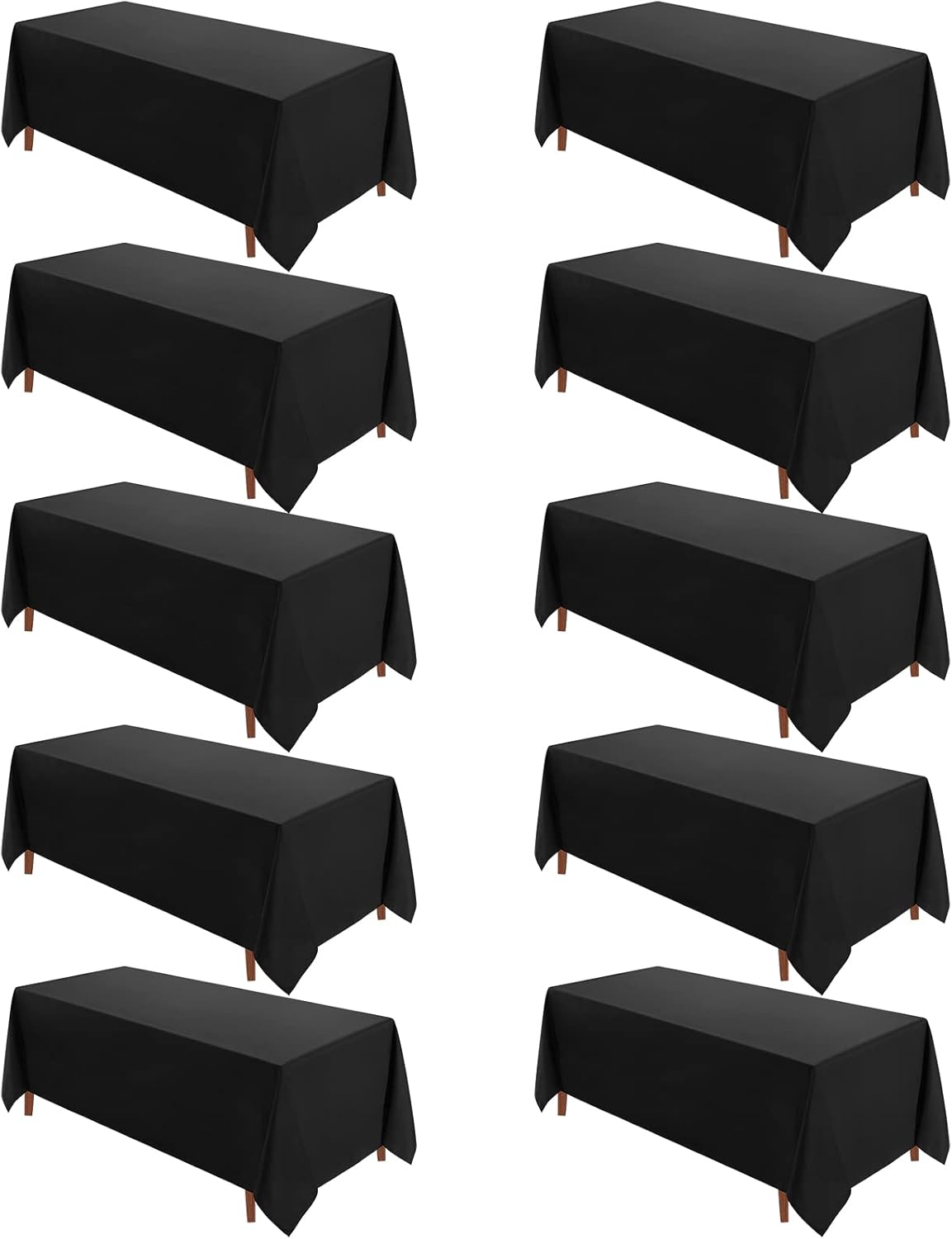 VidaFete Table Cloth 10 Pack 90 * 132inch Rectangle Tablecloth Polyester, Stain Wrinkle Resistant Polyester Dining Table Cover for Kitchen Dinning Party Wedding Rectangular Tabletop Decoration(Black)