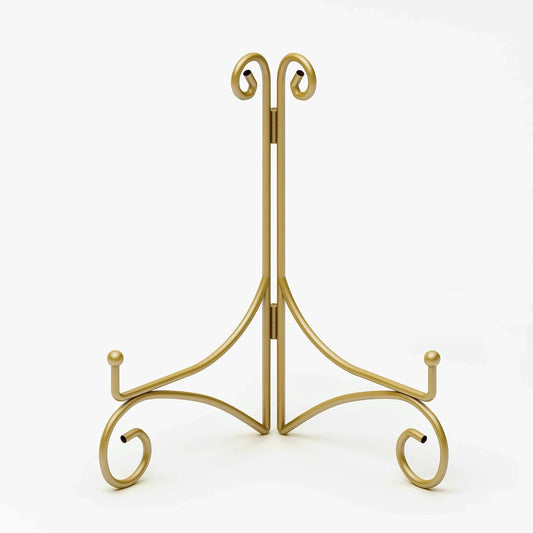 Plate Stand for Display with Hinged Folding Design, 6 Inch Picture Stands for Tables, Small Easels for Displaying Book, Art Piece, Photo and Platter, 6’’ Gold