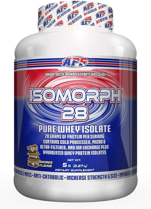 APS Nutrition Isomorph 28 Protein Powder | Pure Whey Isolate | Cold Pressed, Ultra- Filtered, & Ion Exchange Isolates | 28g Protein | 5 Pound (S’Mores)