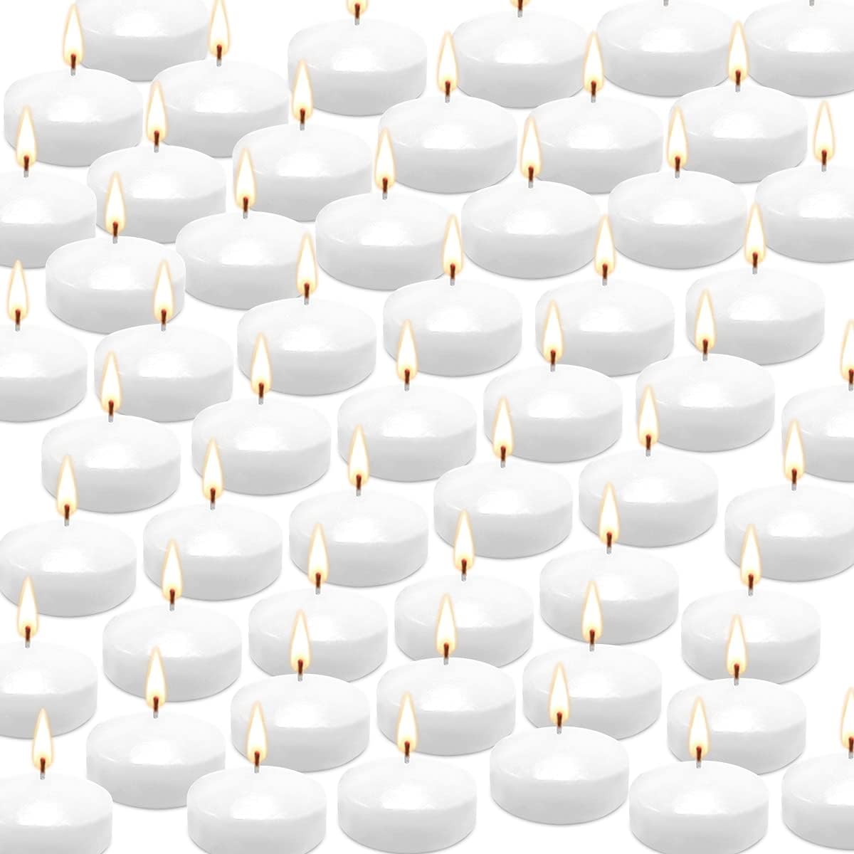 50 Floating Candles, Smoke-Free and odorless, Burning continuously for 5-6 Hours, White, 2-inch Floating Candles, Suitable for Valentine's Day, Weddings, Holidays, Home Decoration……