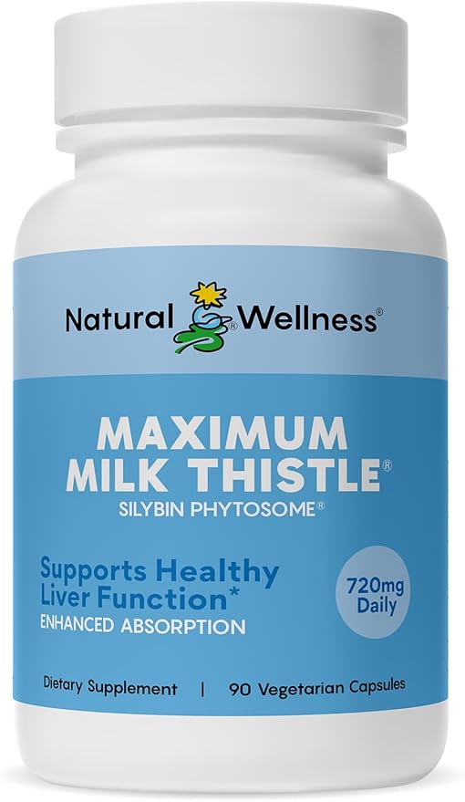 Natural Wellness Maximum Milk Thistle - 720mg Daily Dose (3x 240mg Capsules) - Potent Liver Detox & Repair Supplement, Non-GMO, Gluten-Free, Vegan - Advanced Fatty Liver & Enzyme Health