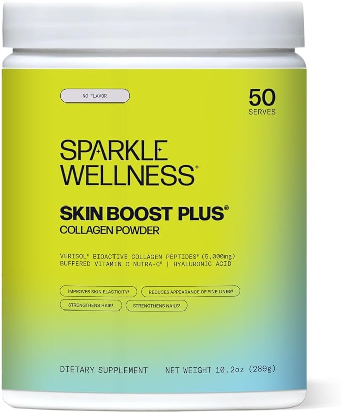 Sparkle Wellness Skin Boost Plus (No Flavor) [50-Serves] | Collagen Powder Supplement with VERISOL Bioactive Hydrolyzed Collagen Peptides, Vitamin C & Hyaluronic Acid