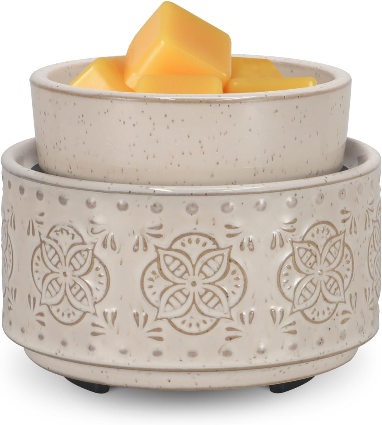 mocosa Ceramic Wax Warmer Wax Melt Warmer for Scented Wax 3-1 Electric Candle Warmer Home Fragrance Wax Burner as Gifts for Mom Grandma Women(Beige-Granular)