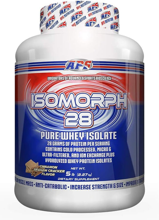 APS Nutrition Isomorph 28 Protein Powder | Pure Whey Isolate | Cold Pressed, Ultra- Filtered, & Ion Exchange Isolates | 28g Protein | 5 Pound (Cinnamon Graham Cracker)