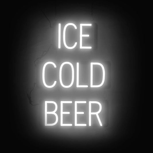 SpellBrite ICE COLD BEER Sign | Beer-Related Sign with Neon Look, White LED Light Source | 16.8" x 23.8"