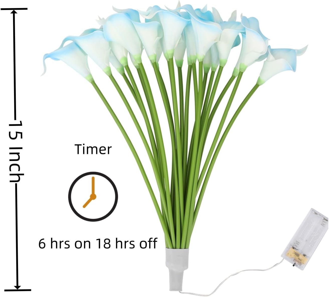 20pcs Artificial Calla Lily Bouquet Lamp Faux Floarl Night Light Real Touch Flower Night Lamp LED Calla Lily Lighted Artificial Flower for Her Gifts Home Kitchen Decor(Light Blue)