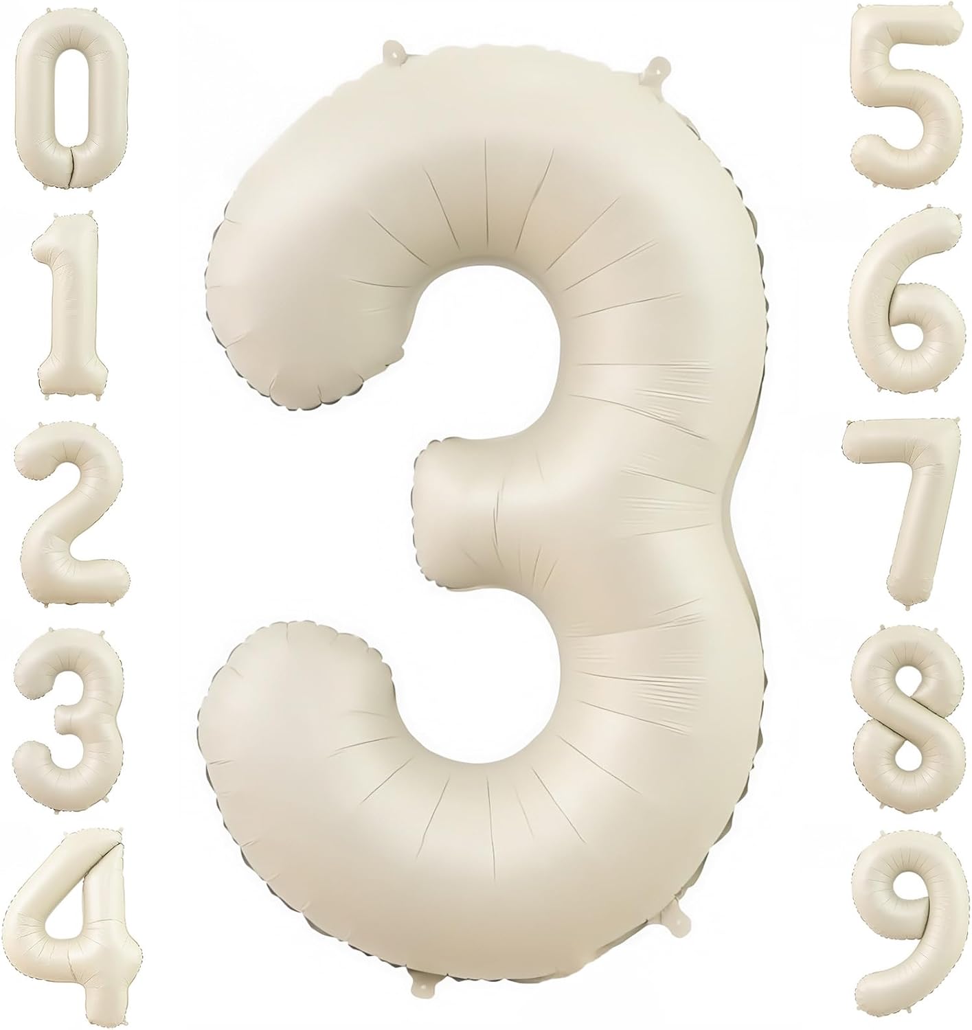 Cream 3 Balloon Number 40 Inch Cream White Number 3 Balloon Helium Mylar 3 Balloon for Birthday Party Decoration